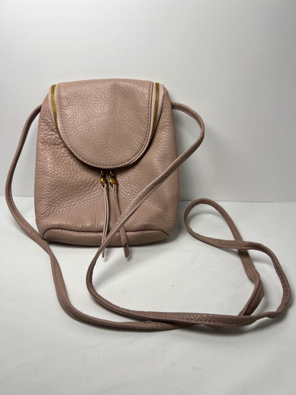 Hobo Fern Dusty Lotus Pink Leather Crossbody Bag With Gold Accents